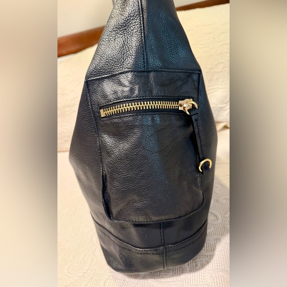 Gently Used Linea Pelle Black Leather Hobo Bag - Picture 3 of 7